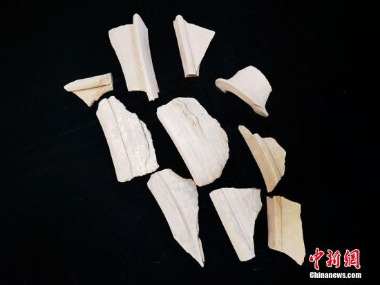 圖為靜寧縣賈河鄉竇坪村出土的彩陶片、紅陶片。 夏劍鋒 攝 圖為靜寧縣賈河鄉竇坪村出土的彩陶片、紅陶片。 夏劍鋒 攝