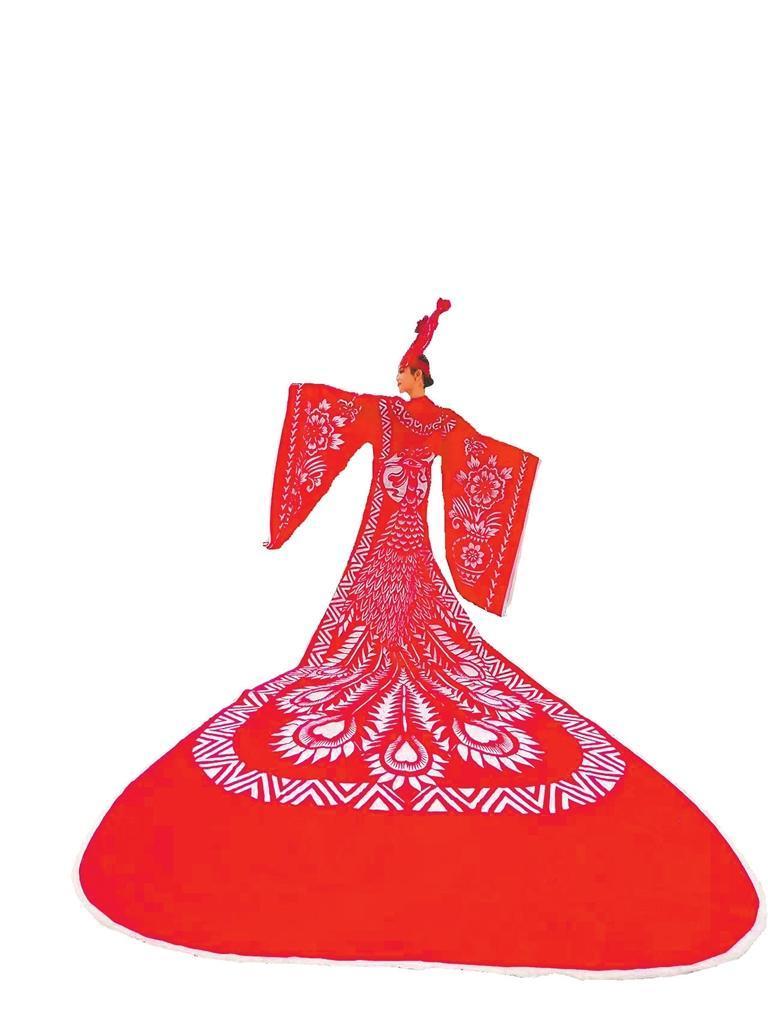 “鳳戲牡丹”長裙 賀杰