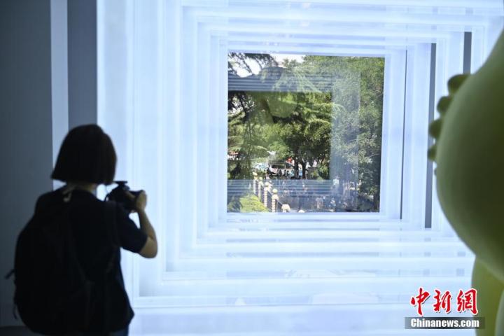 圖為游客參觀藝術展。中新社記者 李亞龍 攝 圖為游客參觀藝術展。中新社記者 李亞龍 攝