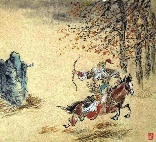 “林暗草驚風(fēng),將軍夜引弓。”畫(huà)作